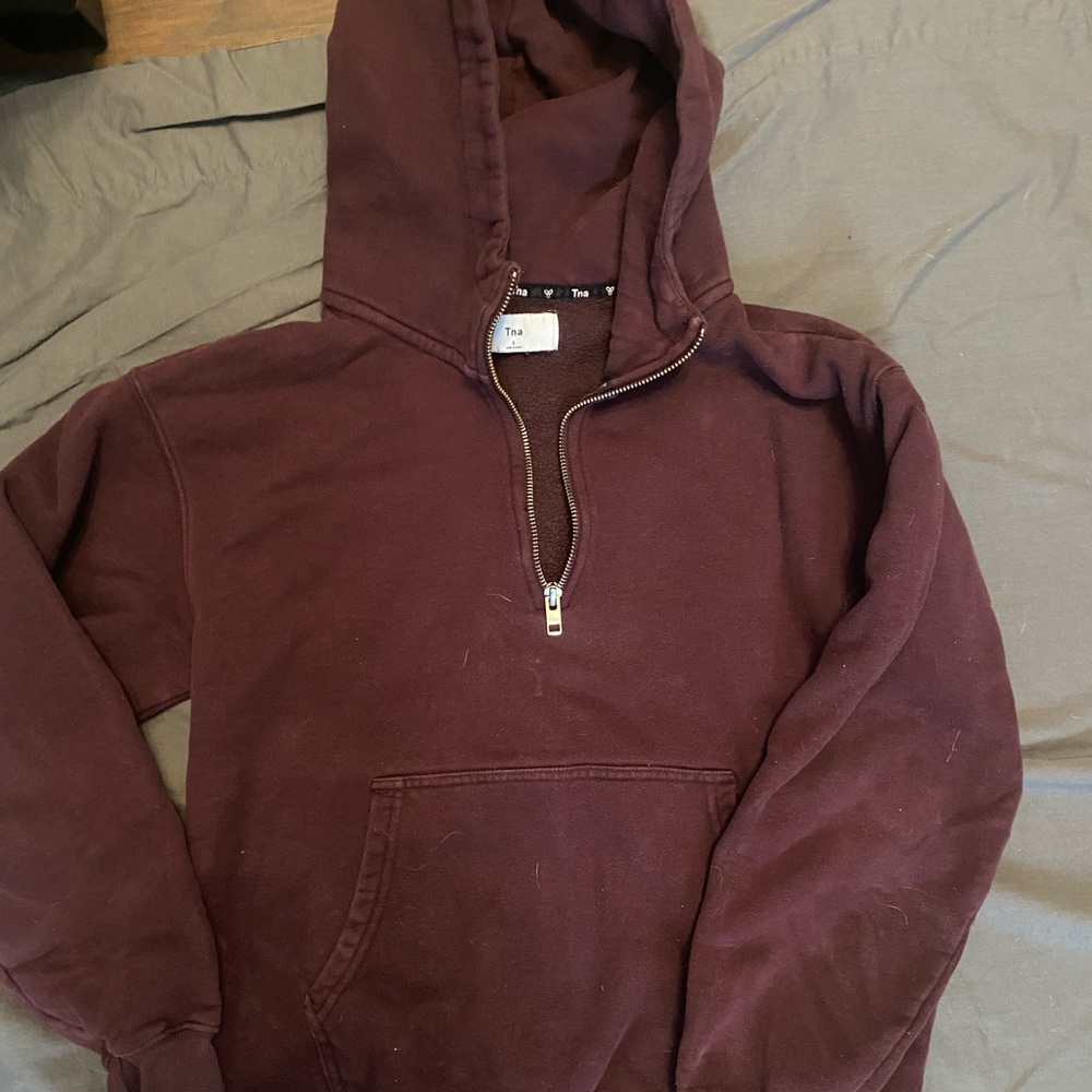 TNA Half-Zip Hoodie in Burgundy